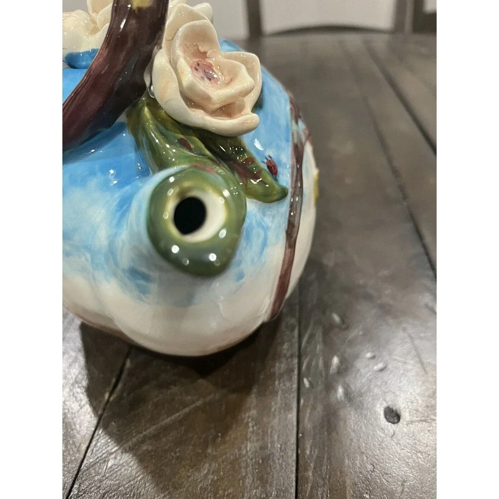 Blue Sky Ceramics Teapot Heather Goldmine Bella Flora‎ Summer Dogwood Ladybugs
